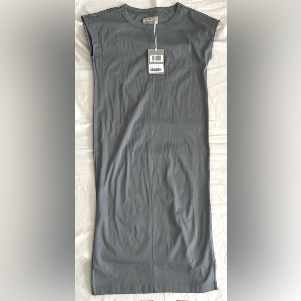 NWT Everlane The Lux Cotton Side Slit Tee Dress XS Faded Sage Green